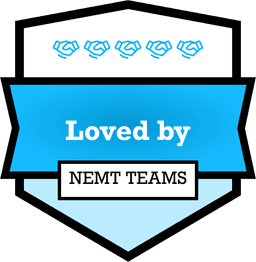 Badge labeled ‘Loved by’ with five handshake icons and ‘NEMT TEAMS’ text
