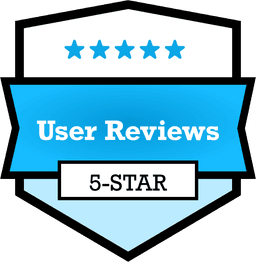 Badge labeled ‘User Reviews’ with five stars and ‘5‑STAR’ text